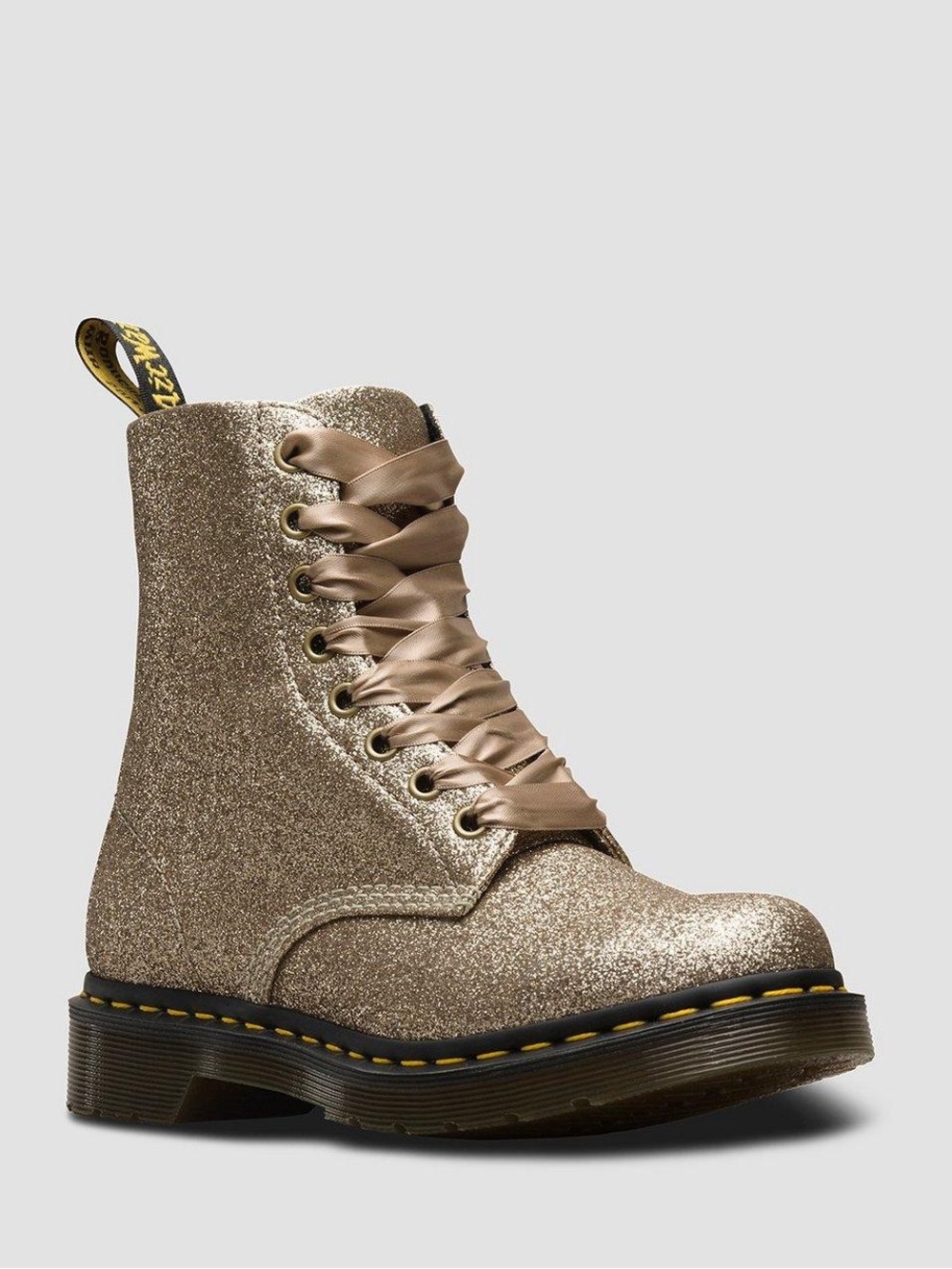 Dr. Martens Women's Glitter Lace-Up Combat Boot in Gold